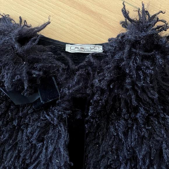 Mi Mi Sol KIDS designer made in Italy black shaggy vest top - Picture 4 of 7